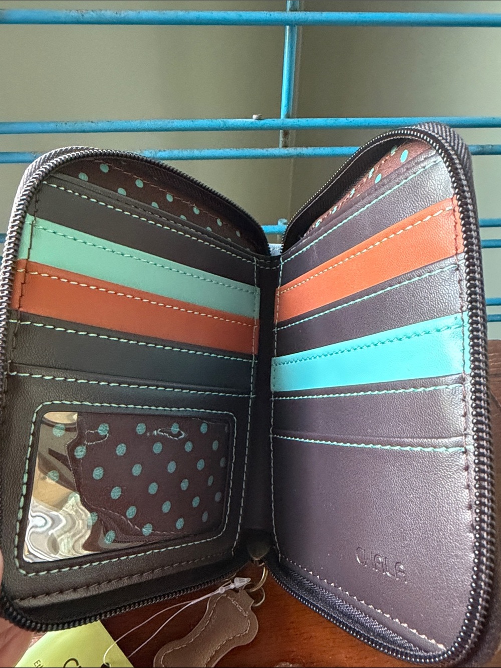 Chala Pets Light Blue Wallet with Dachshund Scooter Appliqué - Picture 4 of 5
